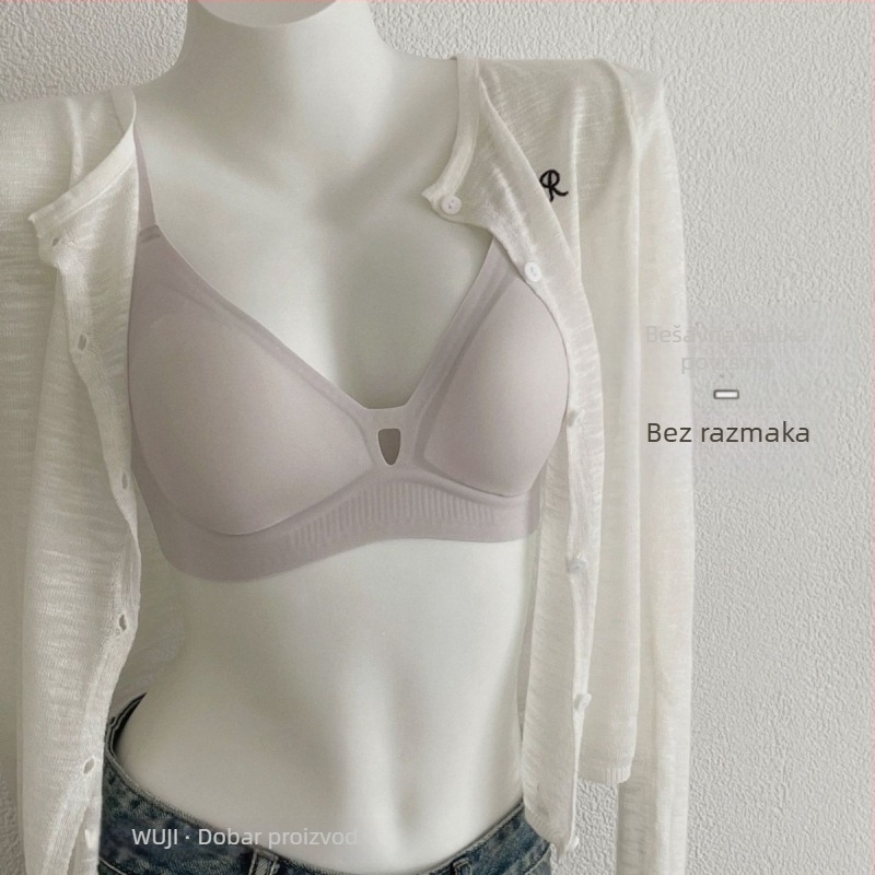 Bežični grudnjak za mali bust, 3/4 košarica, mekana podrška, koži prijateljski unutarnji i vanjski sloj, antibakterijski želatinski materijal