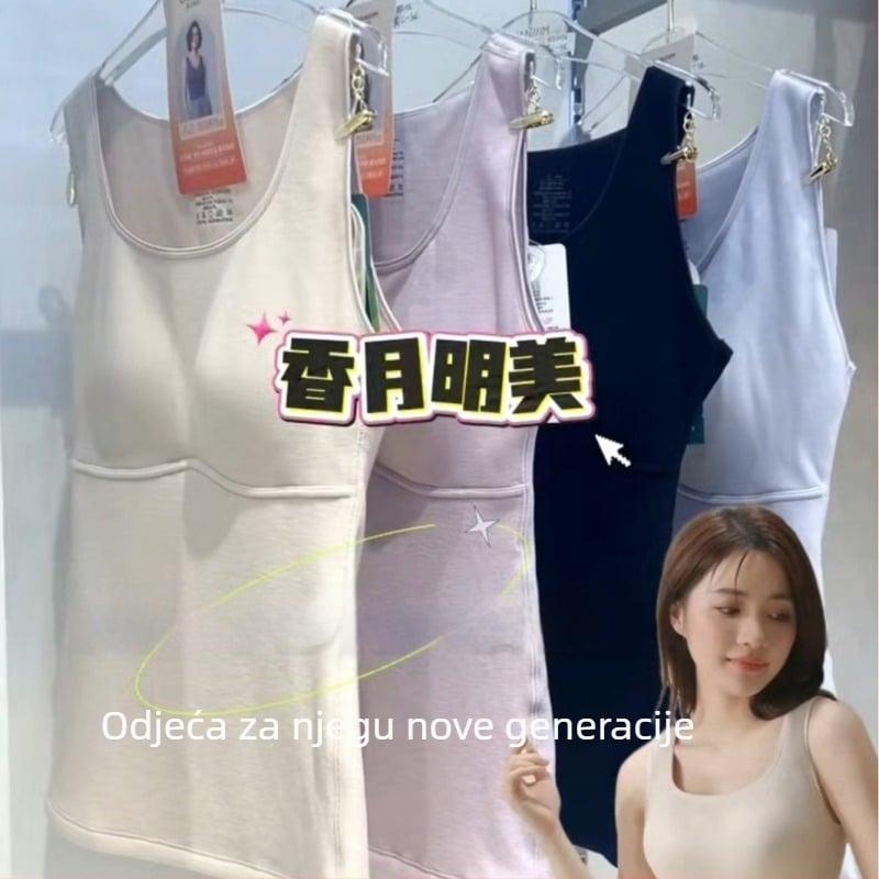 Xiangyue Mingmei Ženska jesensko-zimska jednostruk termalna vesta bez grudnjaka, najlon-lateks-svileni materijal, uski kroj, 65816