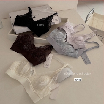 0616 Čipkasti latex grudnjak s detaljem kunić uši, francuskog stila, lagani luksuz, bez žice, prozračan, tanke šalice