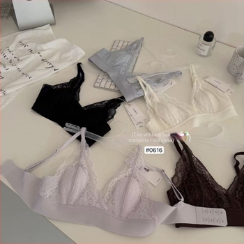 0616 Čipkasti latex grudnjak s detaljem kunić uši, francuskog stila, lagani luksuz, bez žice, prozračan, tanke šalice