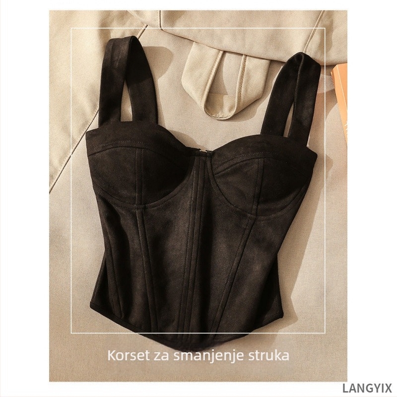 Ženski Korset Kamizola – kratka majica s jastučićima za prsa, Chenille tkanina, 50–70% Spandex, Y-oblik naramenica