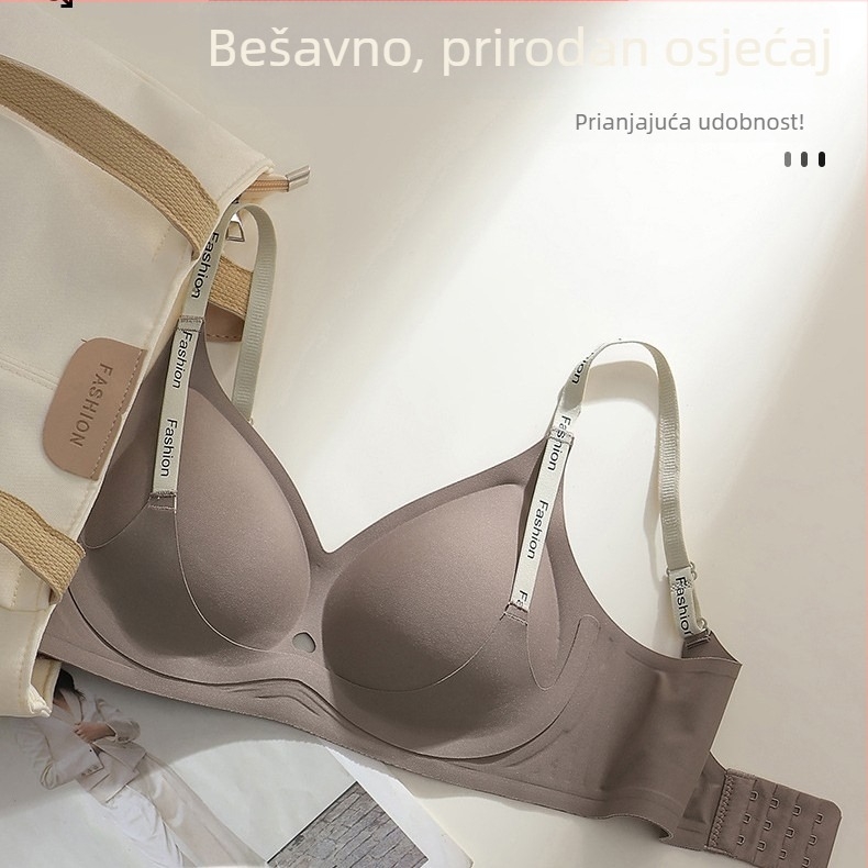 Bežični push-up grudnjak s fiksnim košaricama za podizanje, mekana potpora, naramenice u obliku slova, bezšivni stražnji dio, udoban ženski grudnjak