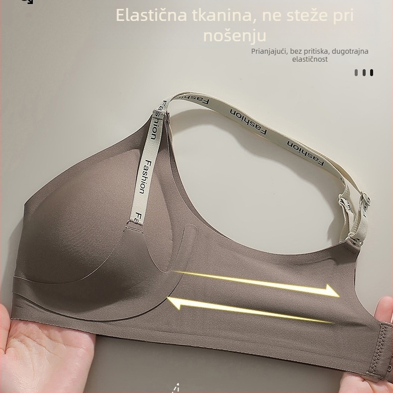 Bežični push-up grudnjak s fiksnim košaricama za podizanje, mekana potpora, naramenice u obliku slova, bezšivni stražnji dio, udoban ženski grudnjak