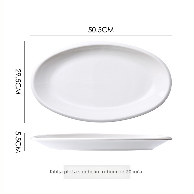 Keramička posuda za ribu za posluživanje, okruglog oblika, površina s raspršnim premazom, uzorak 69850, mikrovalna pećnica nije dostupna
