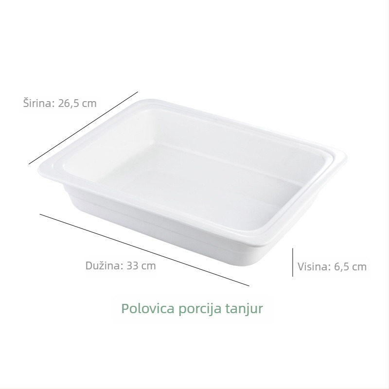 BAO TAI porcelanska posuda za bufet, pravokutna, mikrovalna kompatibilna, glazirana površina.