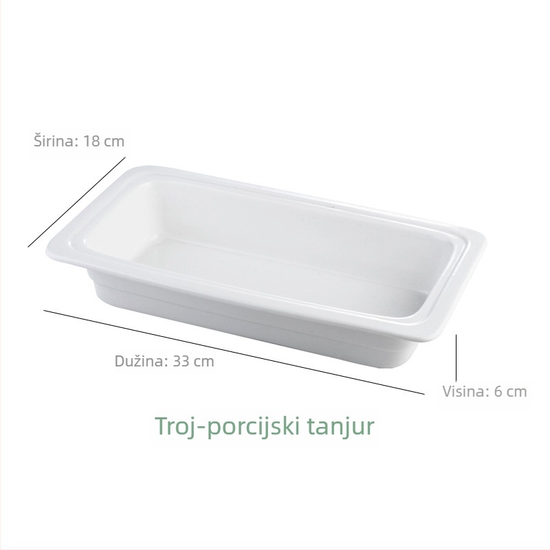 BAO TAI porcelanska posuda za bufet, pravokutna, mikrovalna kompatibilna, glazirana površina.
