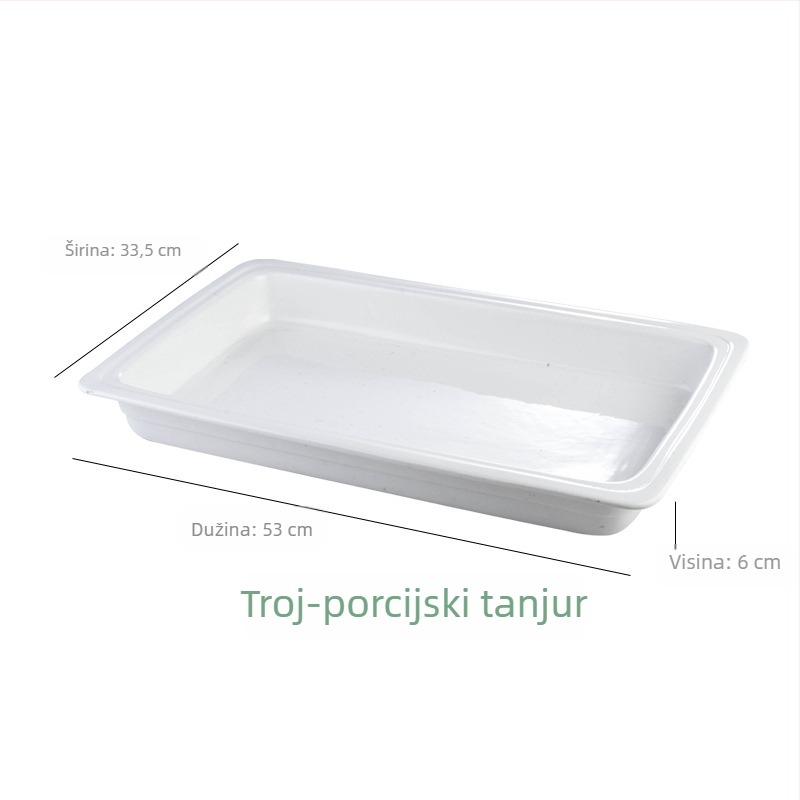 BAO TAI porcelanska posuda za bufet, pravokutna, mikrovalna kompatibilna, glazirana površina.