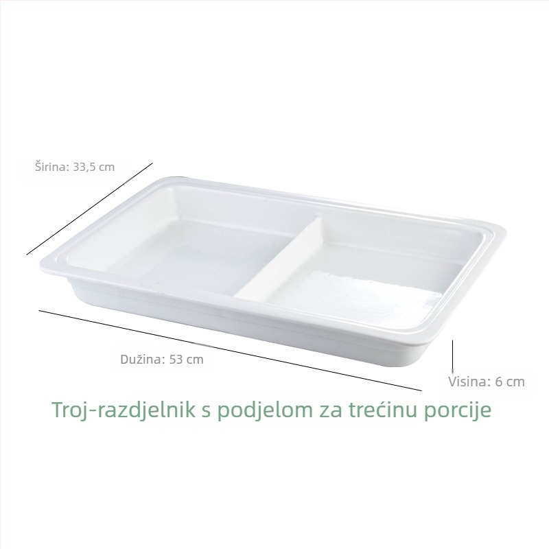 BAO TAI porcelanska posuda za bufet, pravokutna, mikrovalna kompatibilna, glazirana površina.