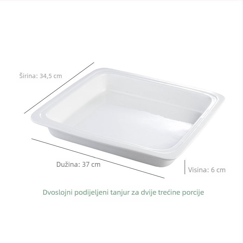 BAO TAI porcelanska posuda za bufet, pravokutna, mikrovalna kompatibilna, glazirana površina.