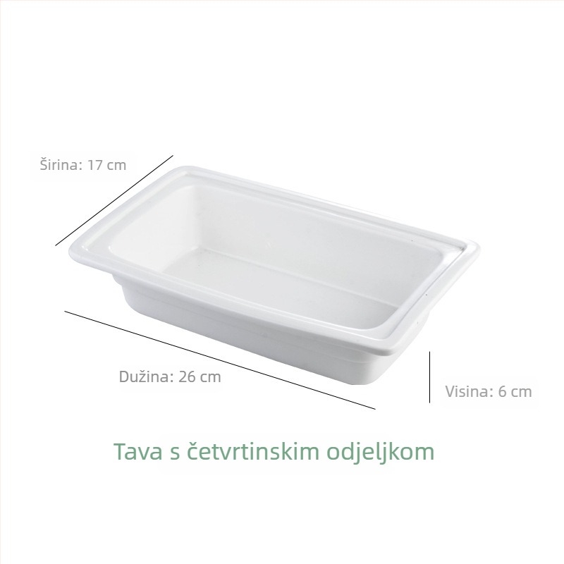 BAO TAI porcelanska posuda za bufet, pravokutna, mikrovalna kompatibilna, glazirana površina.