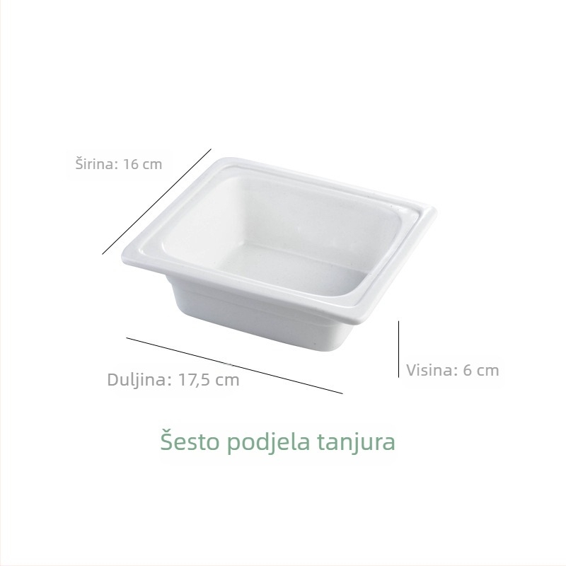 BAO TAI porcelanska posuda za bufet, pravokutna, mikrovalna kompatibilna, glazirana površina.