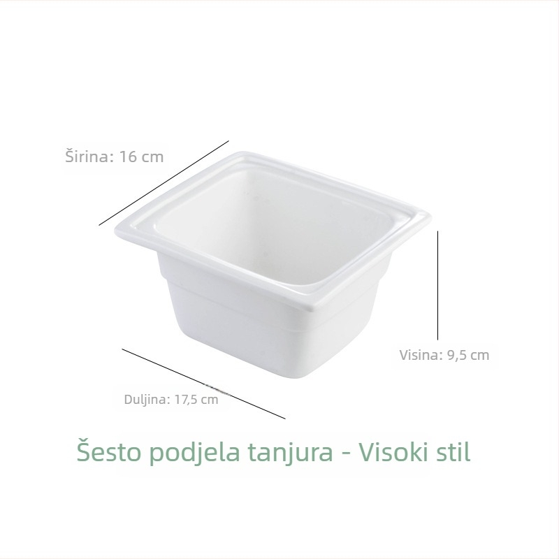 BAO TAI porcelanska posuda za bufet, pravokutna, mikrovalna kompatibilna, glazirana površina.