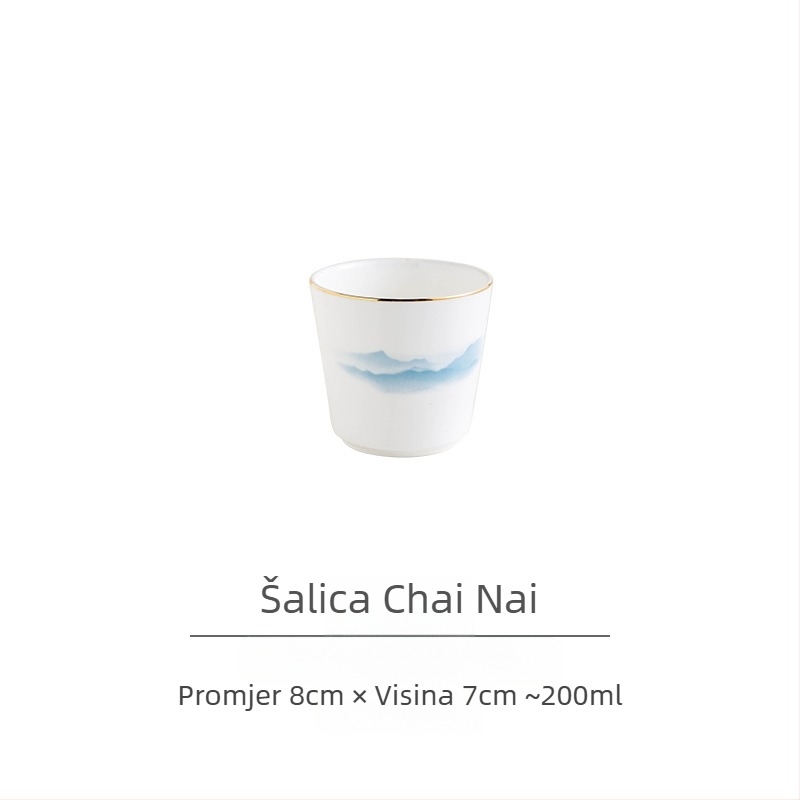 Set posuđa od kostnog porcelana – zdjele i tanjuri, cvjetni uzorak, moderni minimalistički stil, kružni oblik