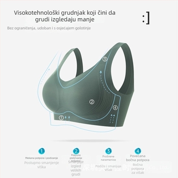 Bešiv grudnjak za jesen-zimu velikim prsima, mek podrška, gel traka, tanak kroj, podizanje, protiv opuštanja