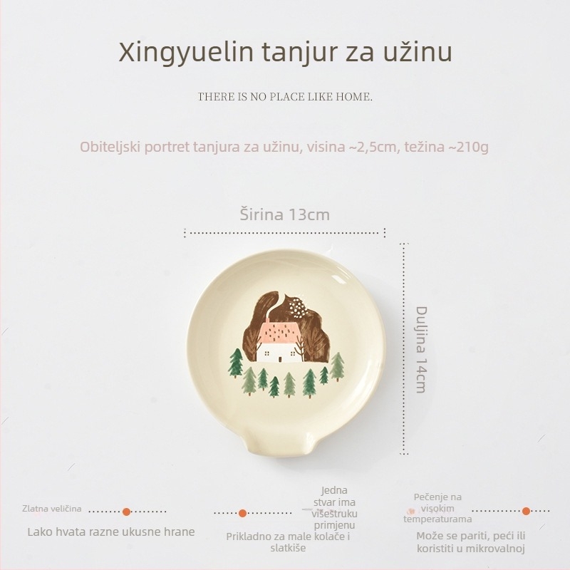 Keramička plosnata tanjura, nepravilnog oblika, pod glazurom boja, mikrovalna sigurna, kreativni stil
