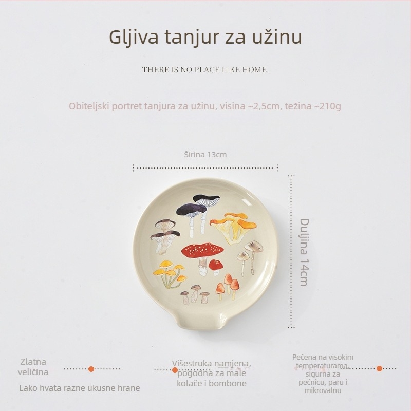 Keramička plosnata tanjura, nepravilnog oblika, pod glazurom boja, mikrovalna sigurna, kreativni stil