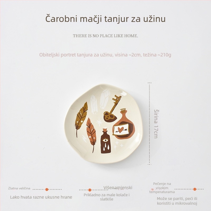 Keramička plosnata tanjura, nepravilnog oblika, pod glazurom boja, mikrovalna sigurna, kreativni stil