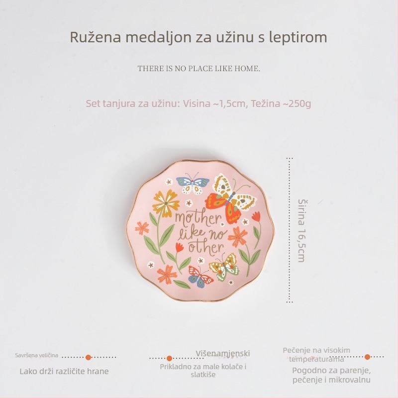 Keramička plosnata tanjura, nepravilnog oblika, pod glazurom boja, mikrovalna sigurna, kreativni stil
