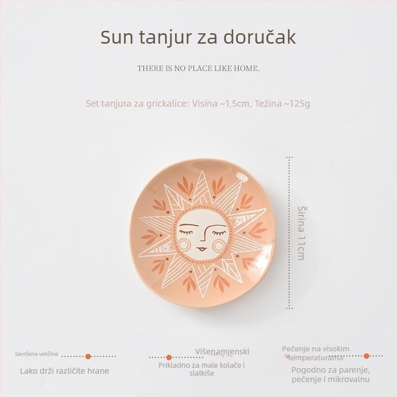 Keramička plosnata tanjura, nepravilnog oblika, pod glazurom boja, mikrovalna sigurna, kreativni stil