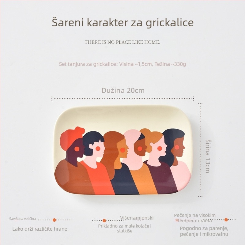 Keramička plosnata tanjura, nepravilnog oblika, pod glazurom boja, mikrovalna sigurna, kreativni stil