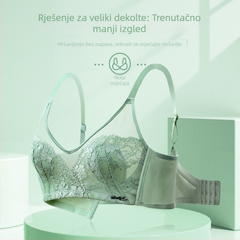 Čipkasti grudnjak bez žice, bezšivni stražnji dizajn, košarice 3/4, podesive naramenice, kristalni ulošci na cup, dizajn zečjih ušiju, model Shasha Lady
