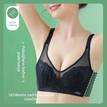 Čipkasti grudnjak bez žice, bezšivni stražnji dizajn, košarice 3/4, podesive naramenice, kristalni ulošci na cup, dizajn zečjih ušiju, model Shasha Lady