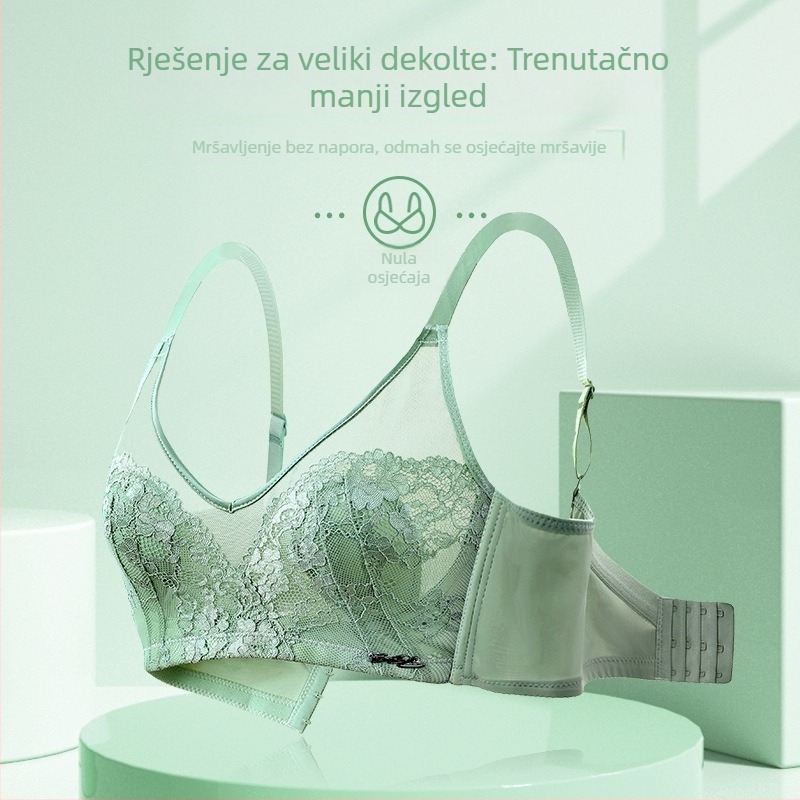 Čipkasti grudnjak bez žice, bezšivni stražnji dizajn, košarice 3/4, podesive naramenice, kristalni ulošci na cup, dizajn zečjih ušiju, model Shasha Lady