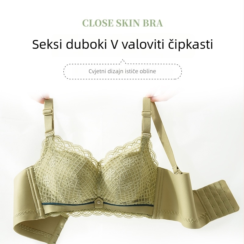 Čipkasti grudnjak bez žice, košarica 3/4, debeli kalup, odvojive dvostruke trake, za male grudi