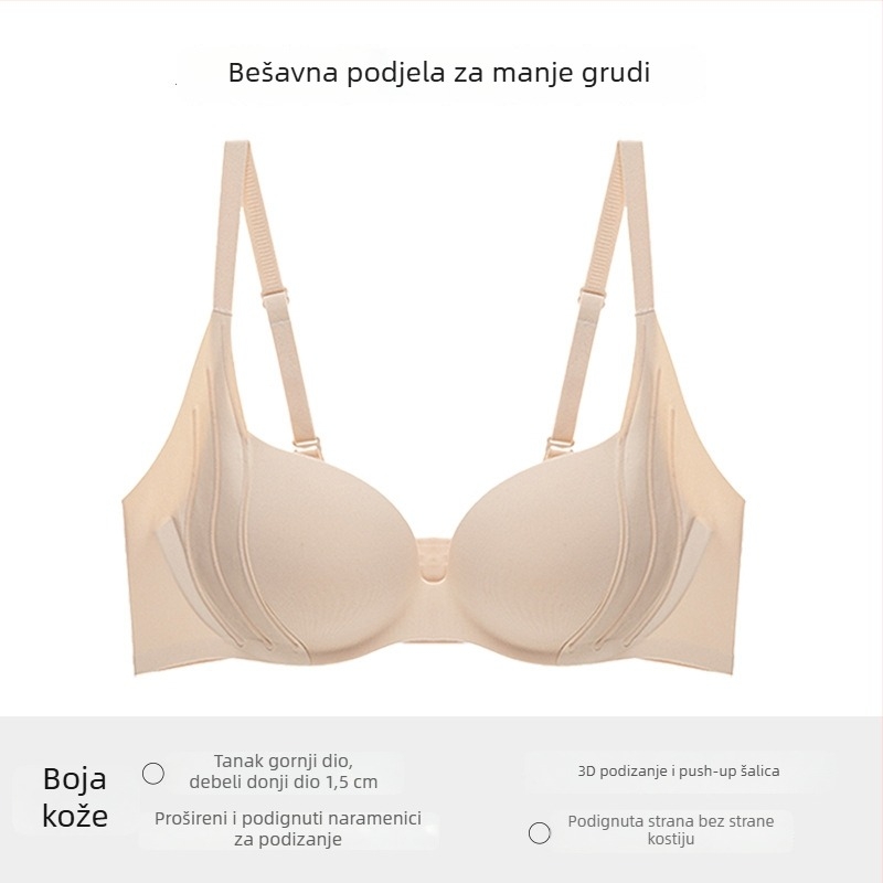 Ženski grudnjak, 3/4 košarica, gornja podrška, najlonska tkanina, stražnje zatvaranje s tri reda kopči, čvrste dvostruke naramenice