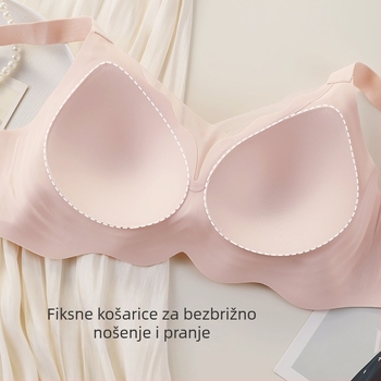 Bezšivni grudnjak za podizanje s fiksnim dvostrukim trakama, Ice Silk tkanina, podstava od najlona, stražnje kopče s četiri reda kopči