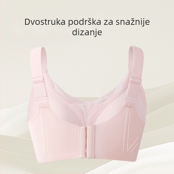 Bezšivni grudnjak za podizanje s fiksnim dvostrukim trakama, Ice Silk tkanina, podstava od najlona, stražnje kopče s četiri reda kopči