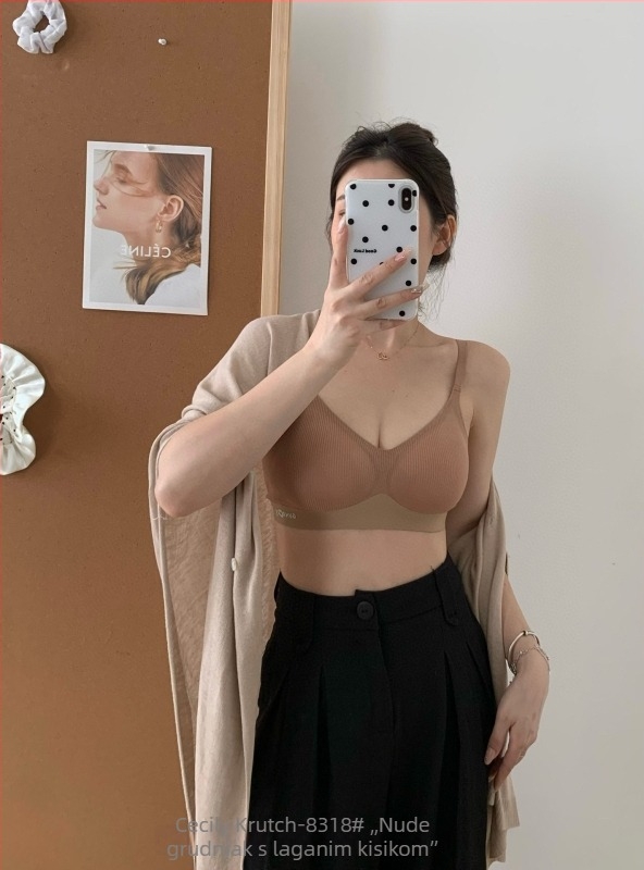 Cecily Krutch8318 Nude bešiv grudnjak bez žice, udobna podrška i podizanje, 3/4 košarica