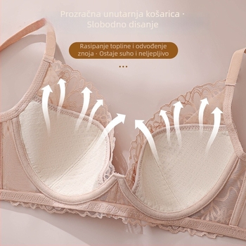 Francuski čipkasti sexy grudnjak s dubokim V, ultra tanak, bez žice, oblikujući učinak