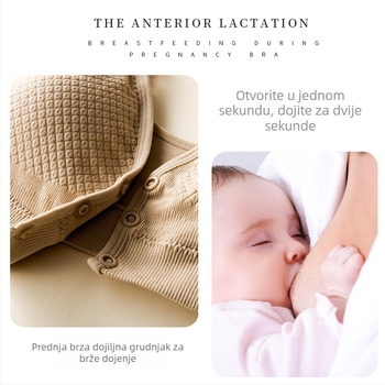 Sutien za dojenje s prednjim zatvaranjem, oblikovane košarice, bez žice, čvrste dvostruke naramenice, najlon/lycra tkanina