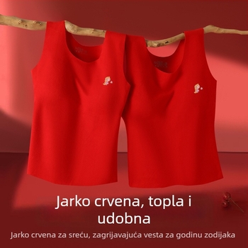 Crvena termalna veste za djevojčice s jastučićem za prsni dio i veluru unutrašnjost