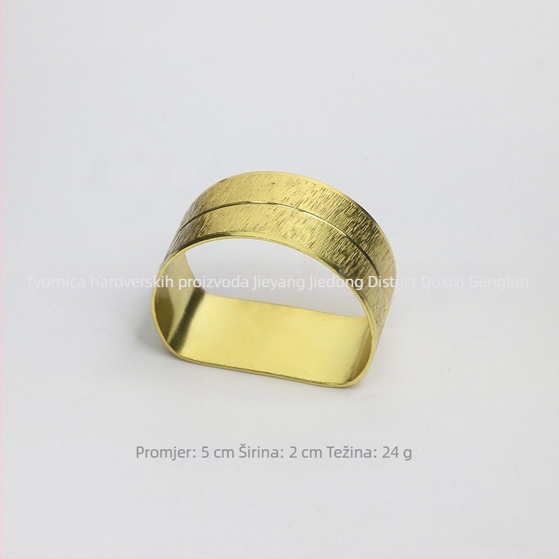 Prsten za salvete, cvjetna dvostruka linija, čipkasti rub, bakreno elektroplatirani, zapadni stil