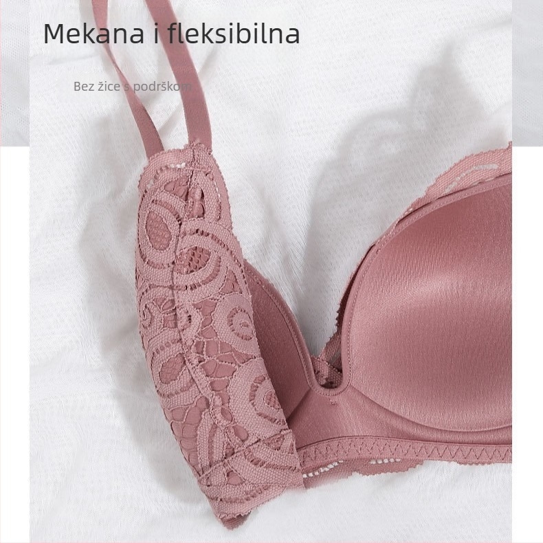 Francuski stil seksi grudnjak za male grudi, push-up, prozirna mreža, bez žice, izrezani dizajn, anti-sag