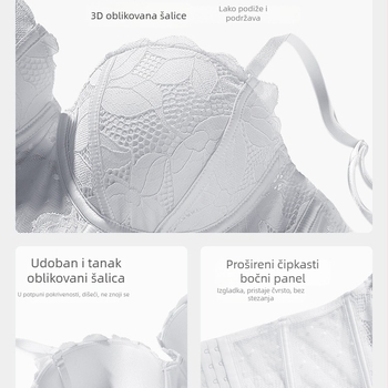 Grudnjak za oblikovanje s kostima, 3/4 košarica, najlon čipka, odvojive naramenice, bočno zatvaranje (3/4 košarica; najlon čipka; odvojive naramenice; bočno zatvaranje)