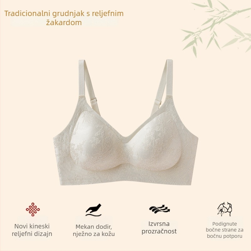 Nova bešivni grudnjak u kineskom stilu za žene s velikim dojkama, push-up, mekana podrška, prozračna, anti-sag, lijep leđa