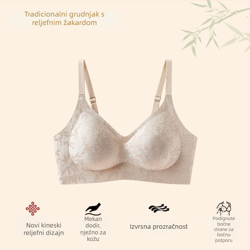 Nova bešivni grudnjak u kineskom stilu za žene s velikim dojkama, push-up, mekana podrška, prozračna, anti-sag, lijep leđa