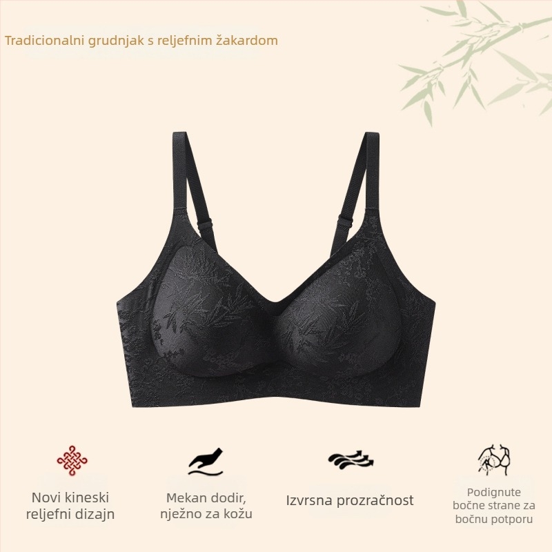 Nova bešivni grudnjak u kineskom stilu za žene s velikim dojkama, push-up, mekana podrška, prozračna, anti-sag, lijep leđa