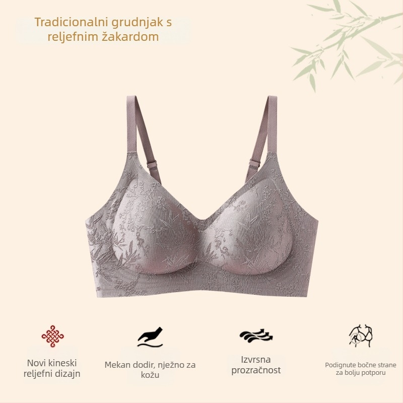 Nova bešivni grudnjak u kineskom stilu za žene s velikim dojkama, push-up, mekana podrška, prozračna, anti-sag, lijep leđa