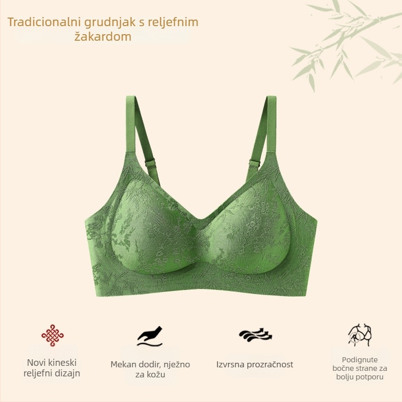 Nova bešivni grudnjak u kineskom stilu za žene s velikim dojkama, push-up, mekana podrška, prozračna, anti-sag, lijep leđa