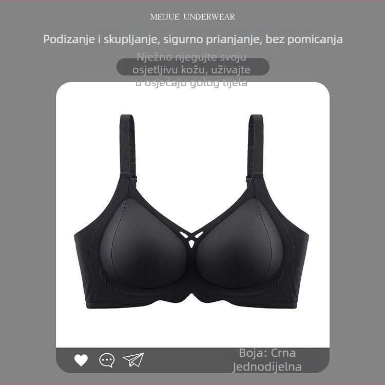 Bešivni ženski sportski grudnjak s podizanjem, mekana podrška, za mali bust, push-up efekt, udoban tanak dizajn, fiksne košarice