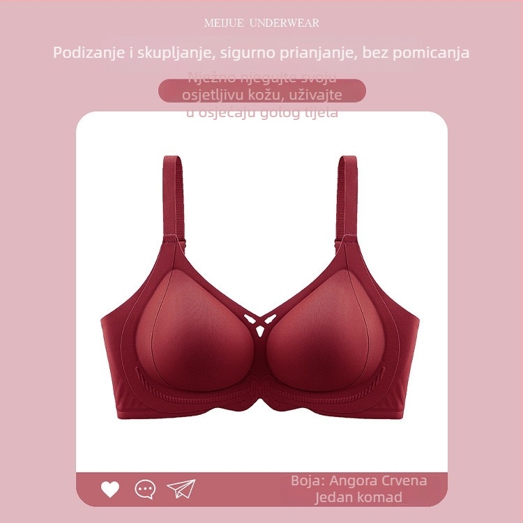 Bešivni ženski sportski grudnjak s podizanjem, mekana podrška, za mali bust, push-up efekt, udoban tanak dizajn, fiksne košarice