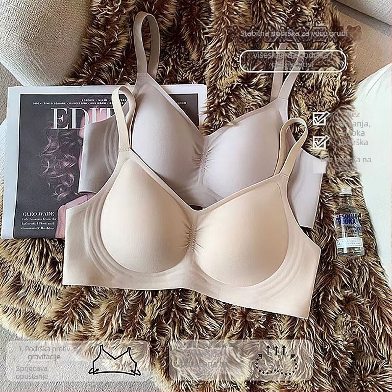 Bešivni grudnjak od najlona s mekanom podrškom, pun košarica, tanke kalupi od spužve, stražnje četiri reda kopči, fiksni dvostruki remeni, prozračan i udoban