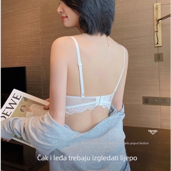 Ženski komplet donjeg rublja u francuskom stilu, ljetni tanki čipkasti grudnjak s košaricama u obliku zečjih ušiju, push-up efekt čini velike grudi vizualno manjima