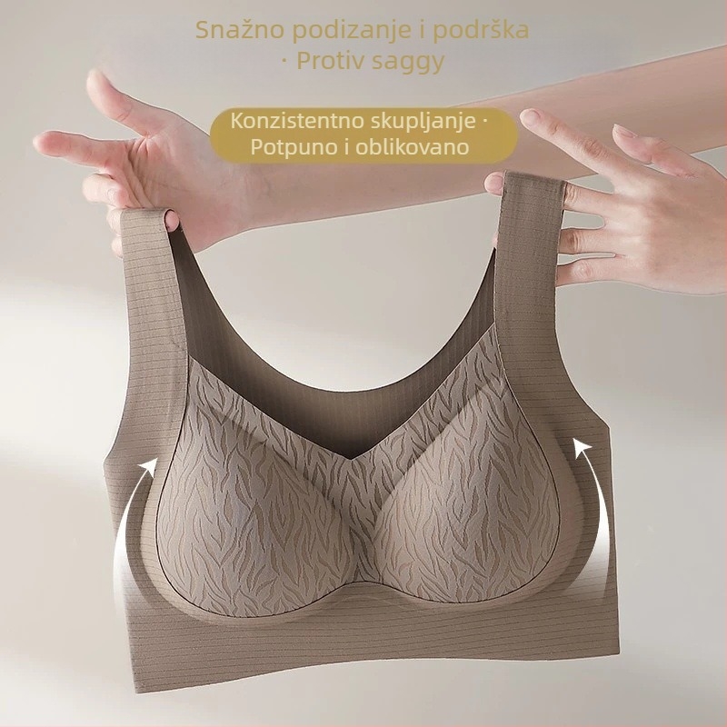 Bezšivna grudnjaka s širokim naramenicama, puna košarica, tanka oblikovana košarica, čvrste dvostruke naramenice, podstava od spandexa (nylon)