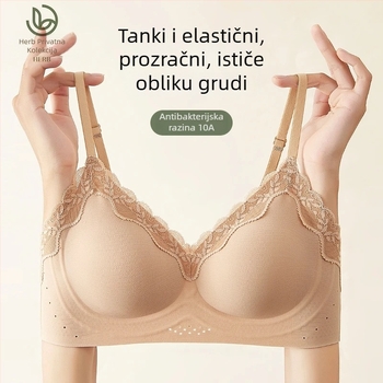 Ugodna bezšivna čipkasta grudnjica za žene s malim prsima, push-up stil kamizola, tanke naramenice, prozračan ljetni komad
