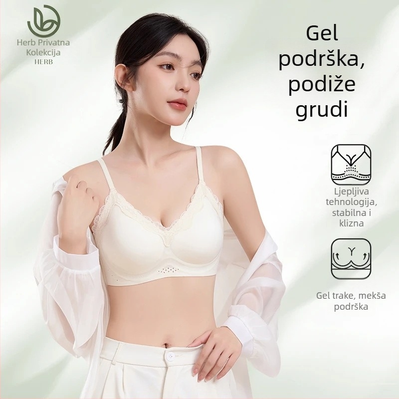 Ugodna bezšivna čipkasta grudnjica za žene s malim prsima, push-up stil kamizola, tanke naramenice, prozračan ljetni komad